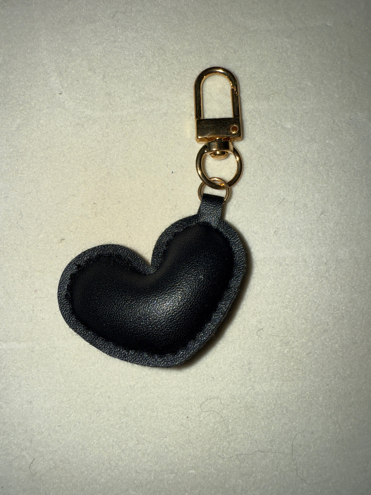 Faux leather heart keychain