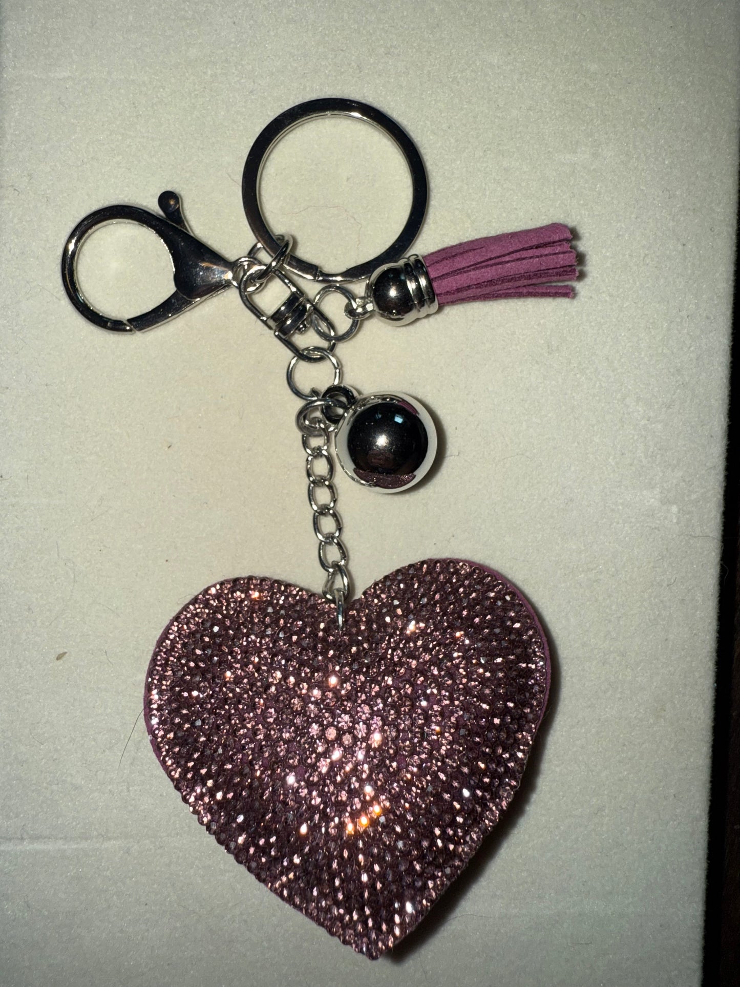 rhinestone heart keychain