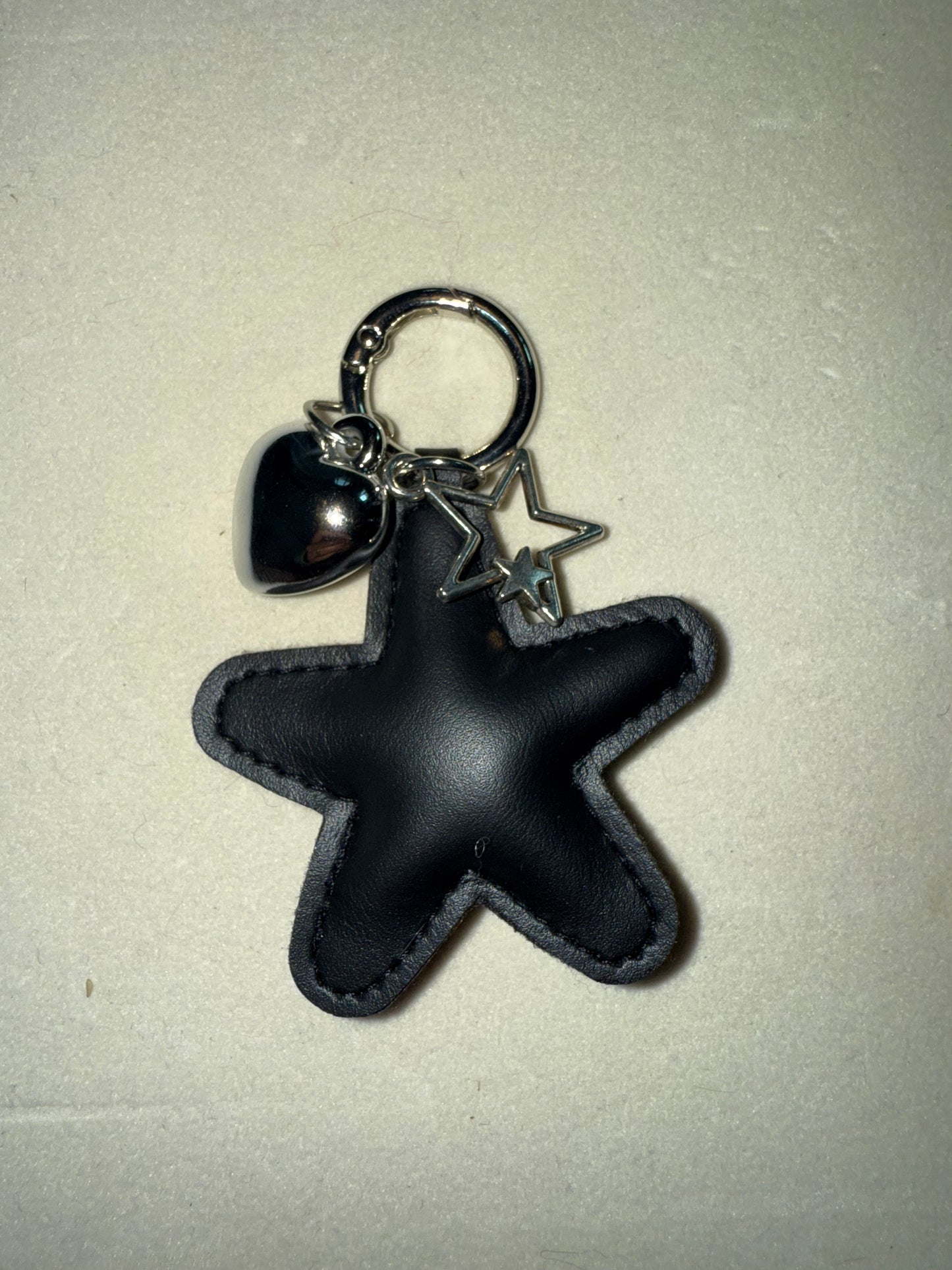 Faux leather star keychain