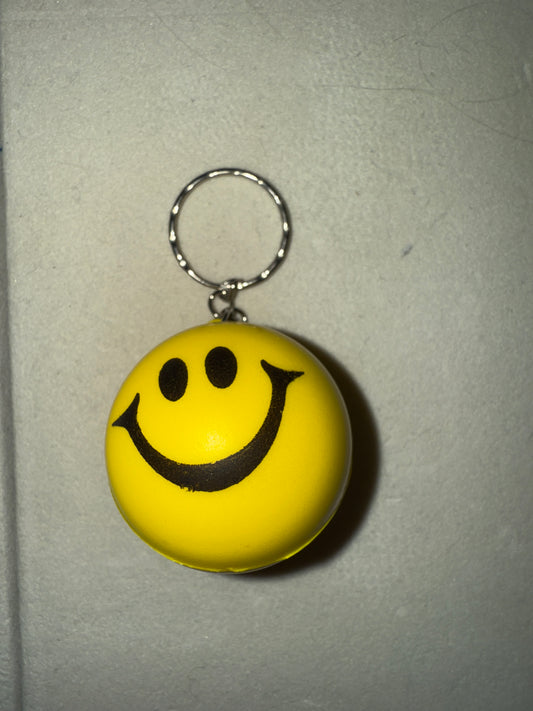 Smiley face foam ball keychain