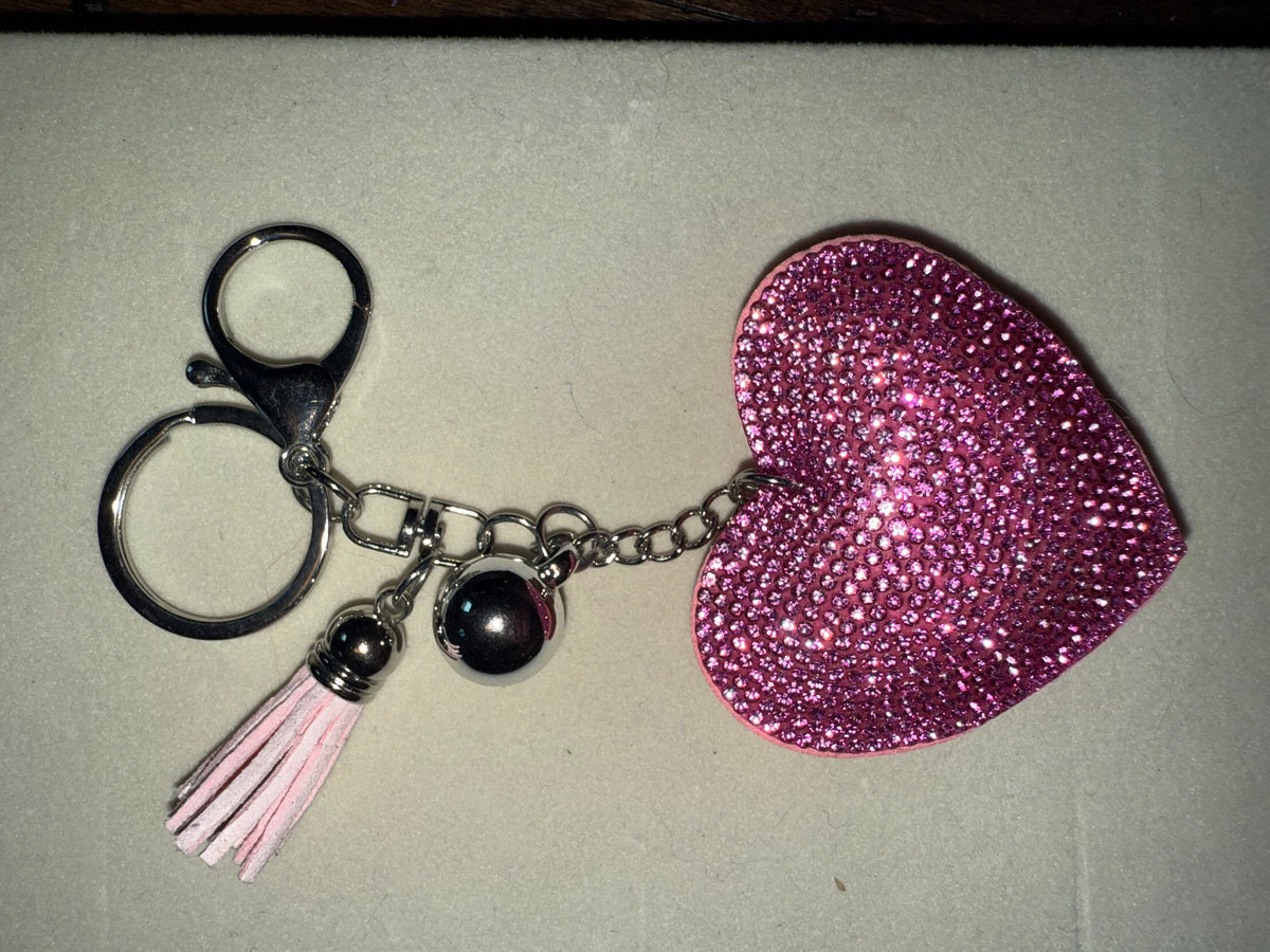 rhinestone heart keychain