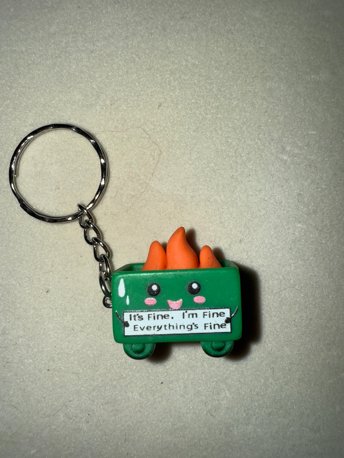 Dumpster fire keychain
