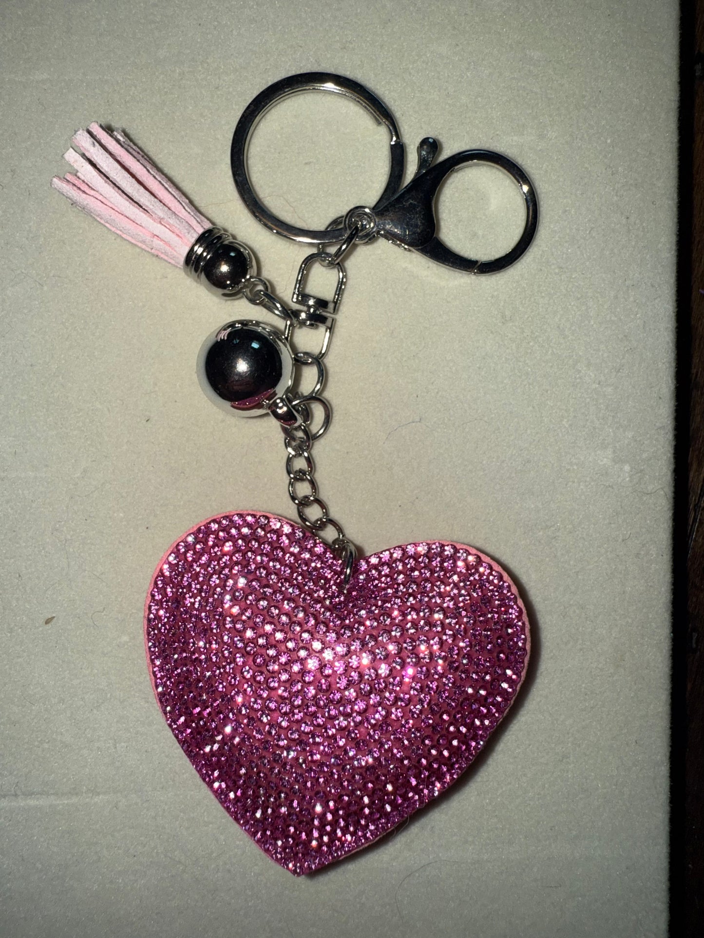 rhinestone heart keychain