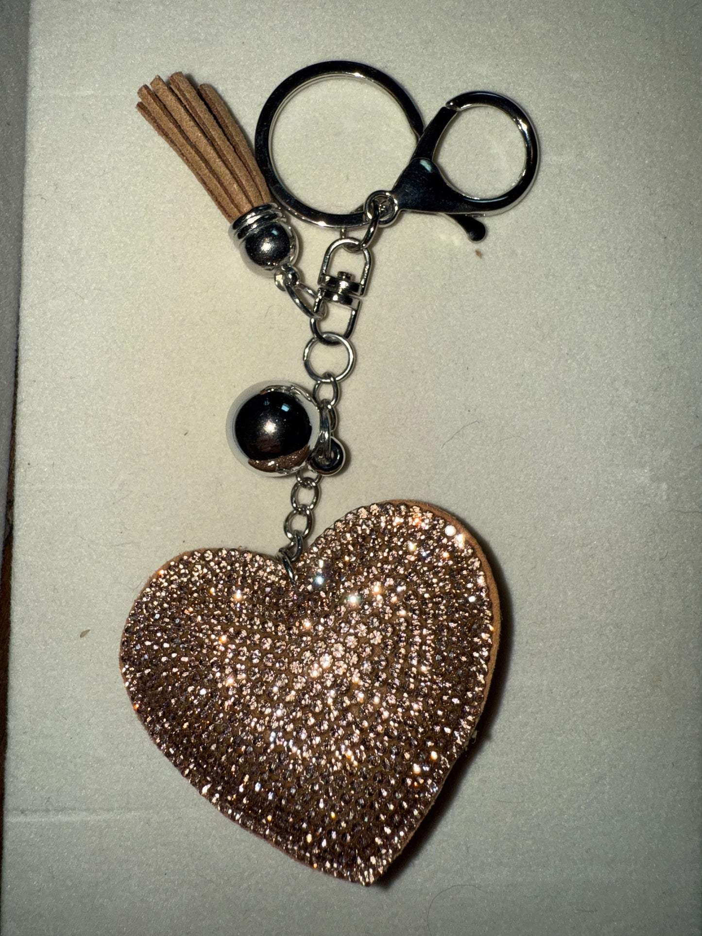 rhinestone heart keychain