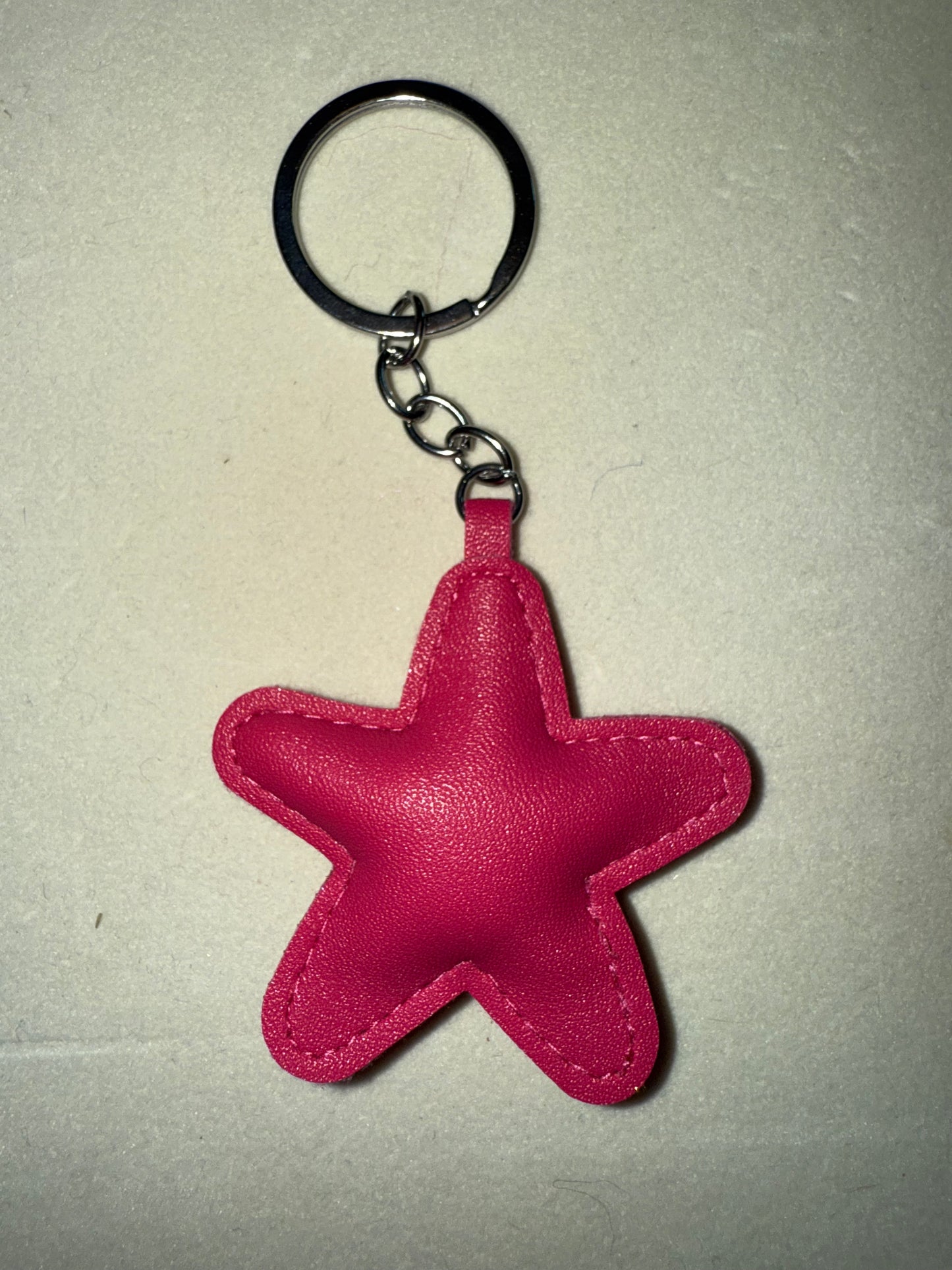 Faux leather star keychain