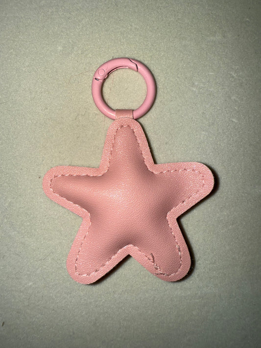 Faux leather star keychain