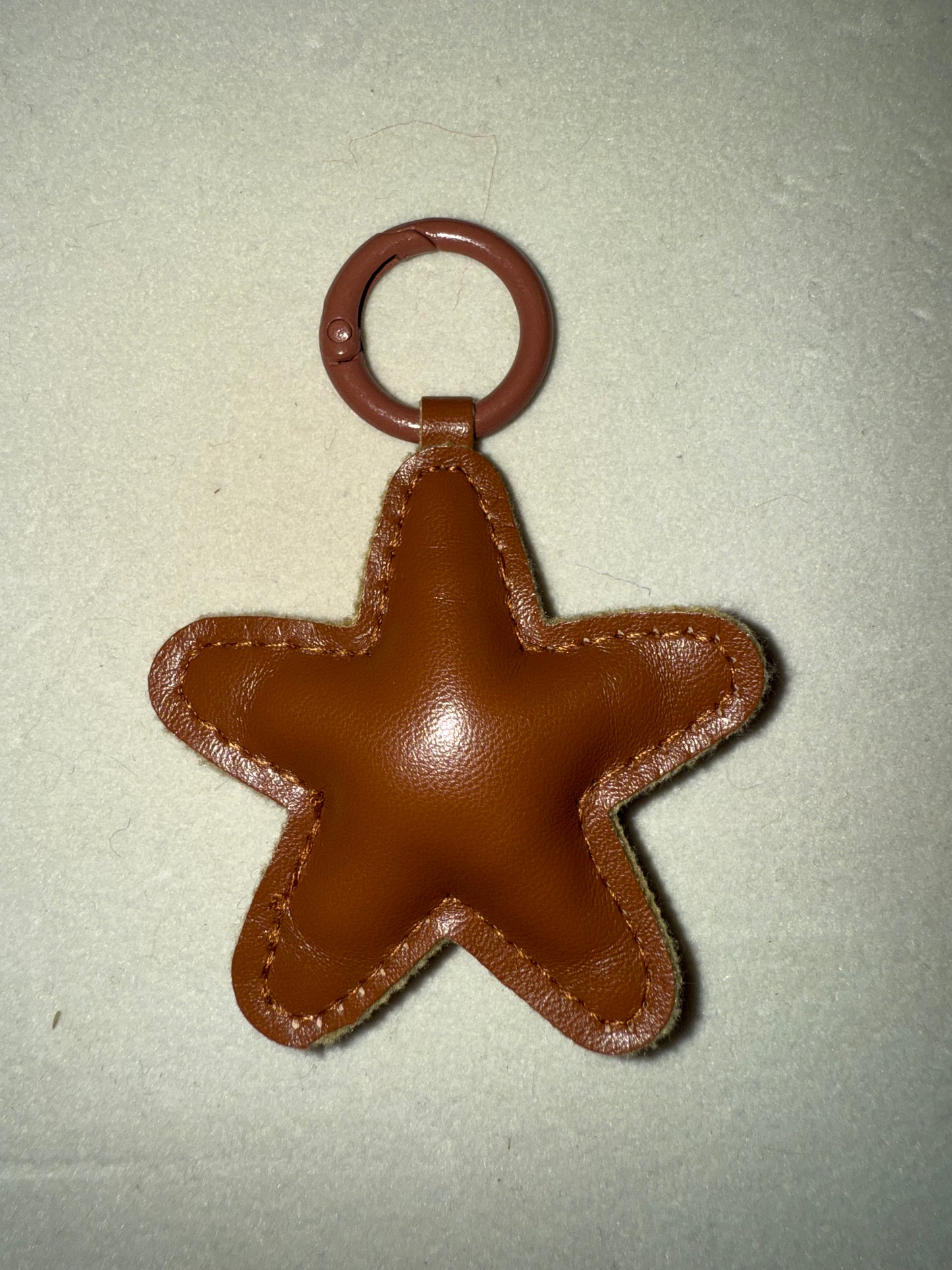 Faux leather star keychain