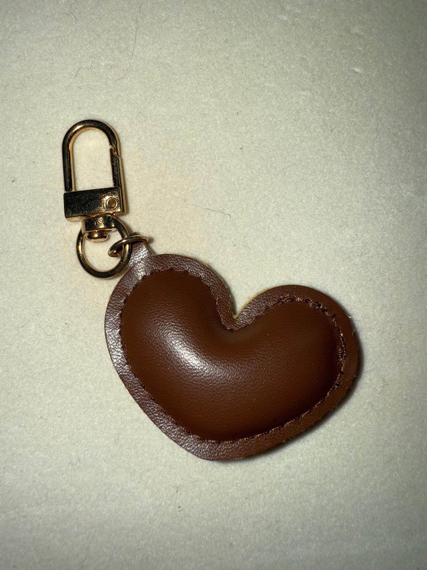 Faux leather heart keychain
