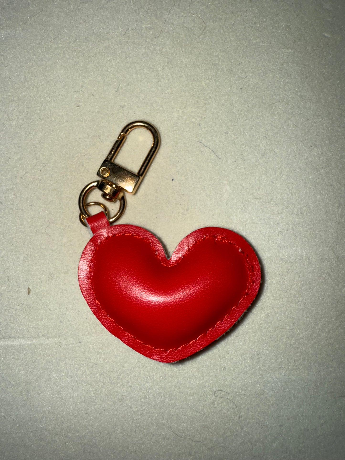 Faux leather heart keychain