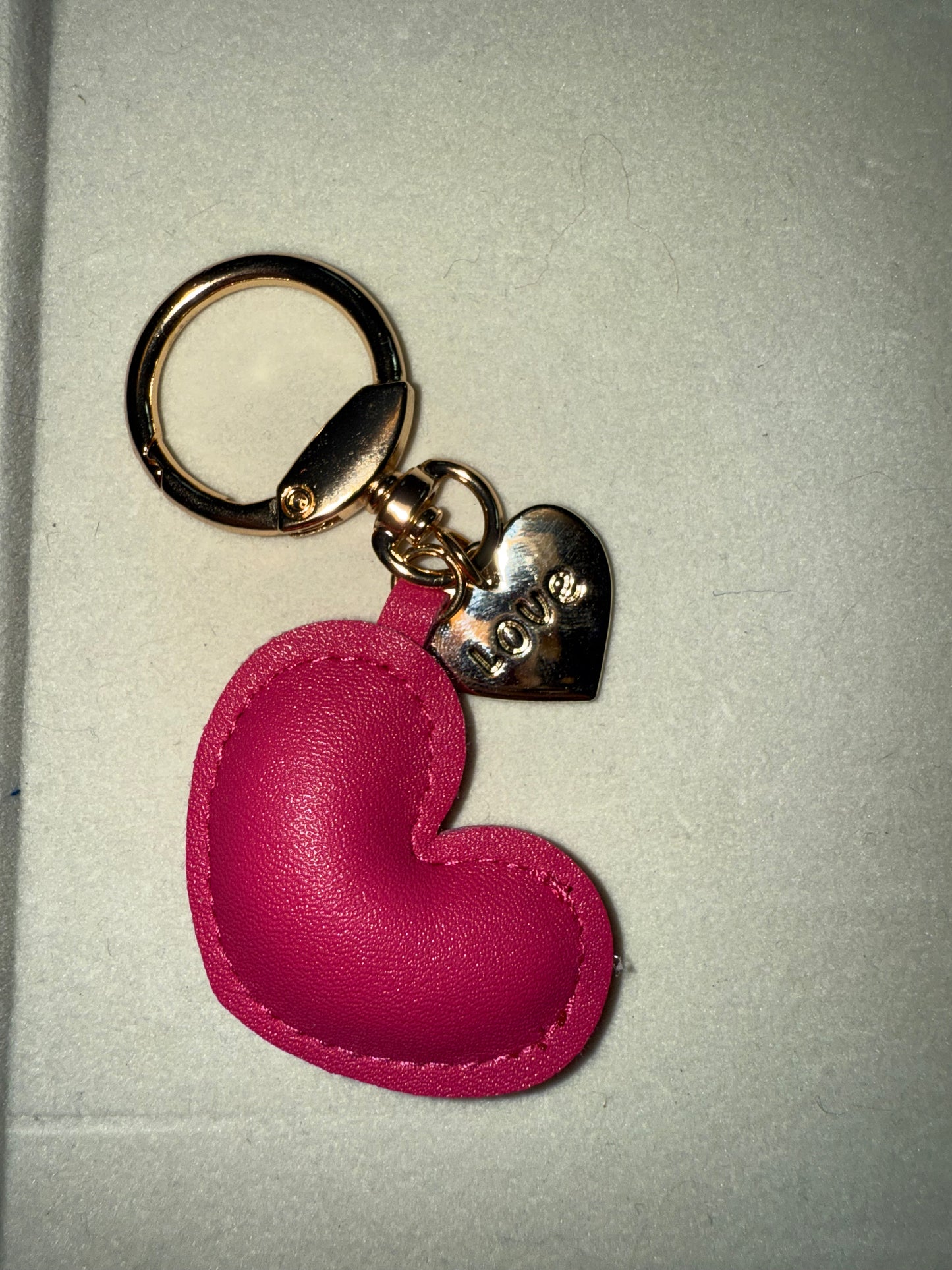 Faux leather heart keychain