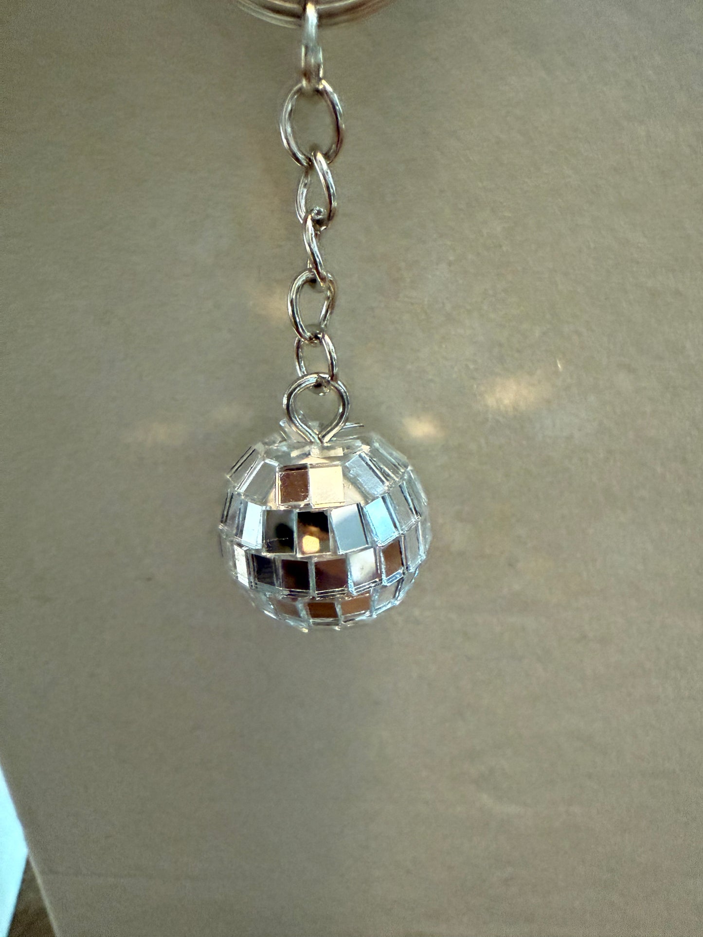 Mini foam disco ball keychain