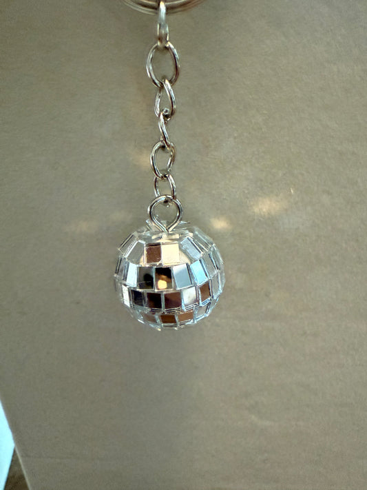 Mini foam disco ball keychain